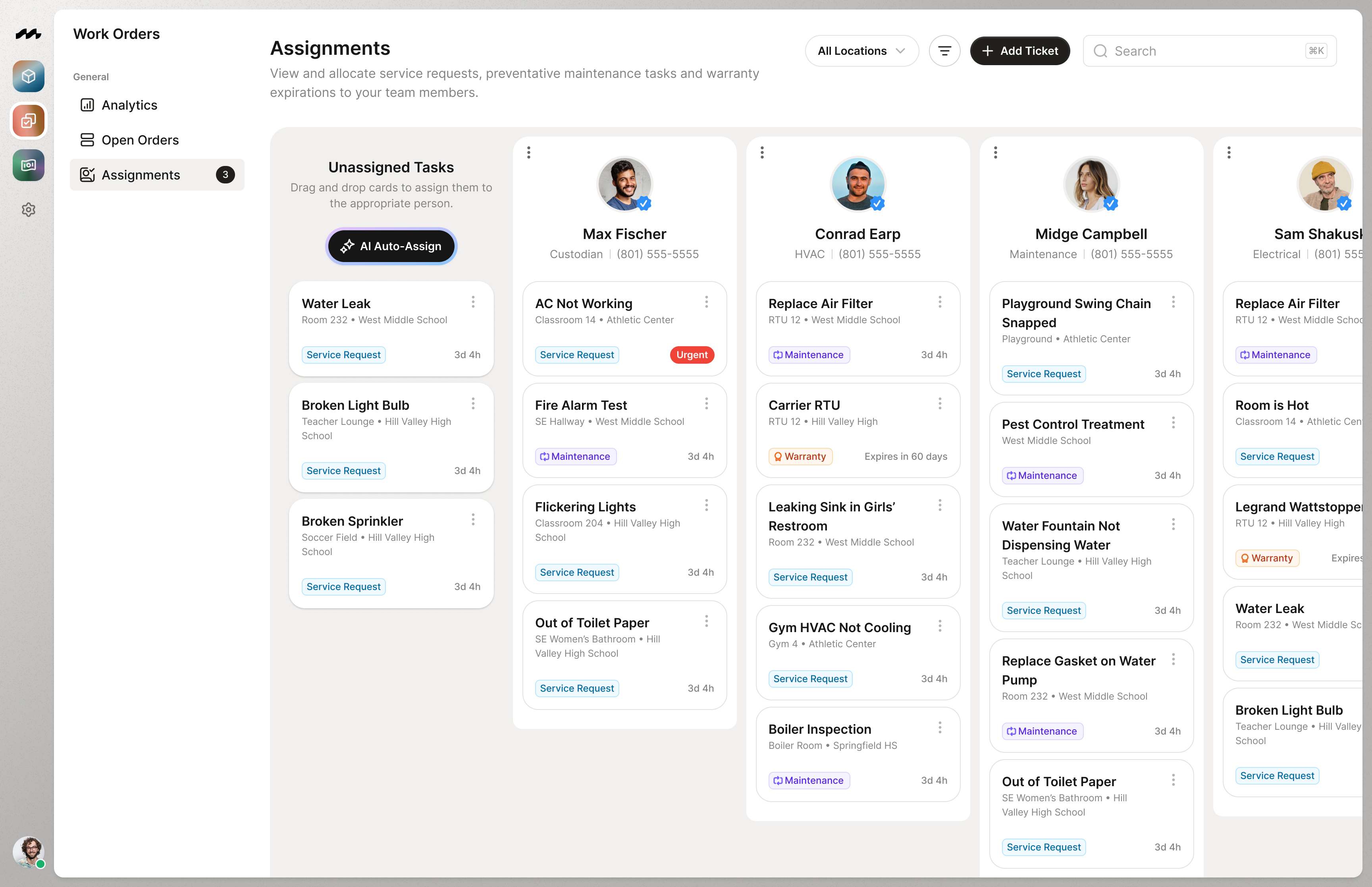 Ticket assignments view